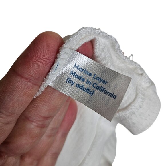 Marine Layer Womens White V-Neck T-Shirt Made In California Supima Cotton Staple - Picture 5 of 9